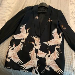 Zara blazer beautiful design elegant black satin